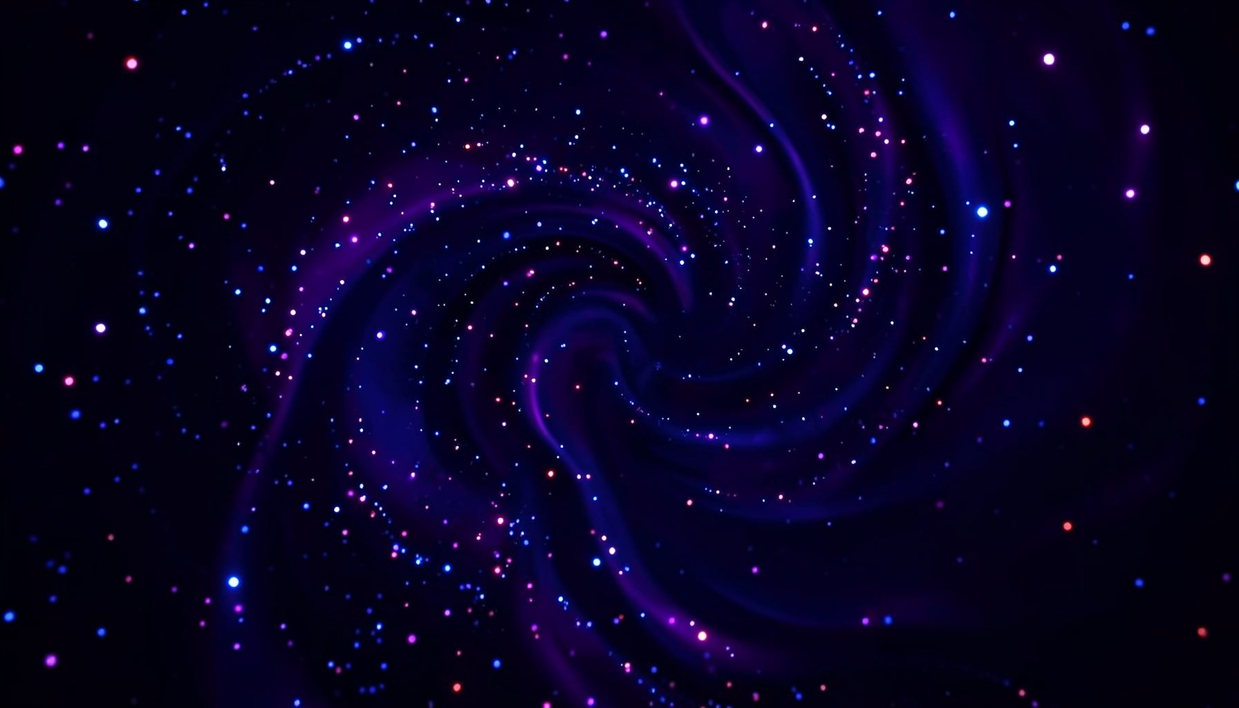 Deep indigo and violet abstract swirls with bright accent sparkles, mysterious and exciting