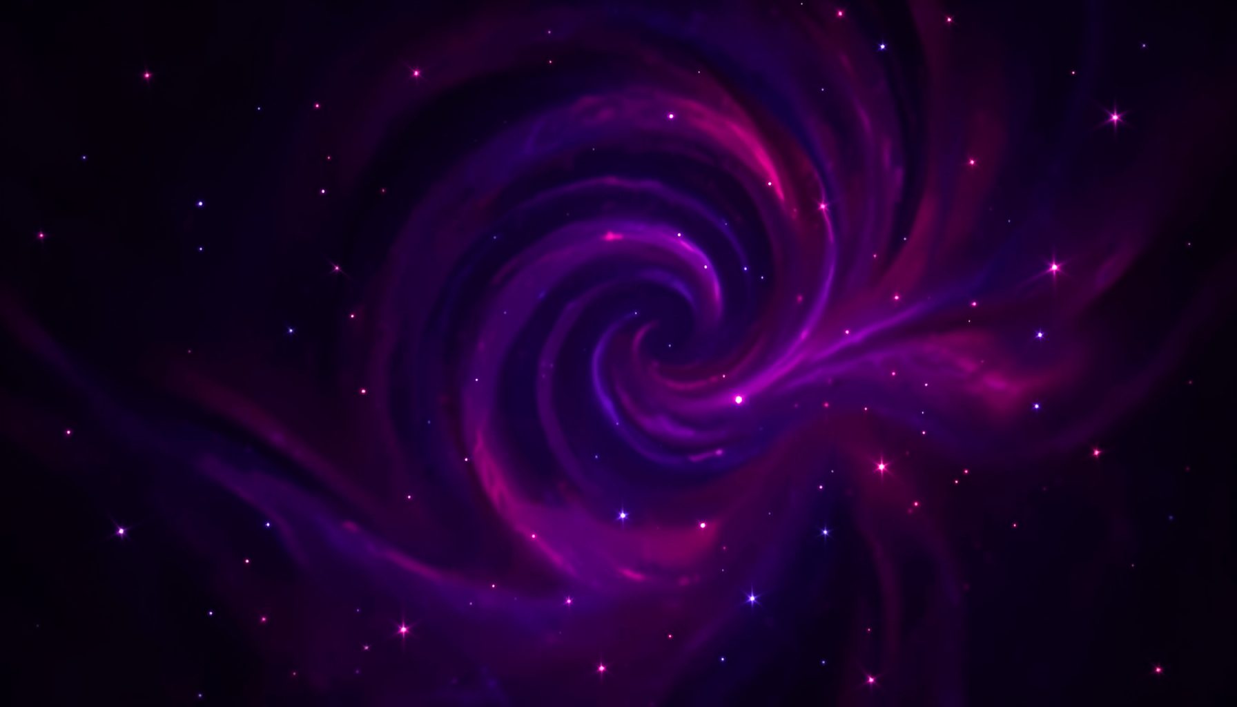 Deep violet and magenta abstract swirls with bright star-like points, mysterious and alluring mood