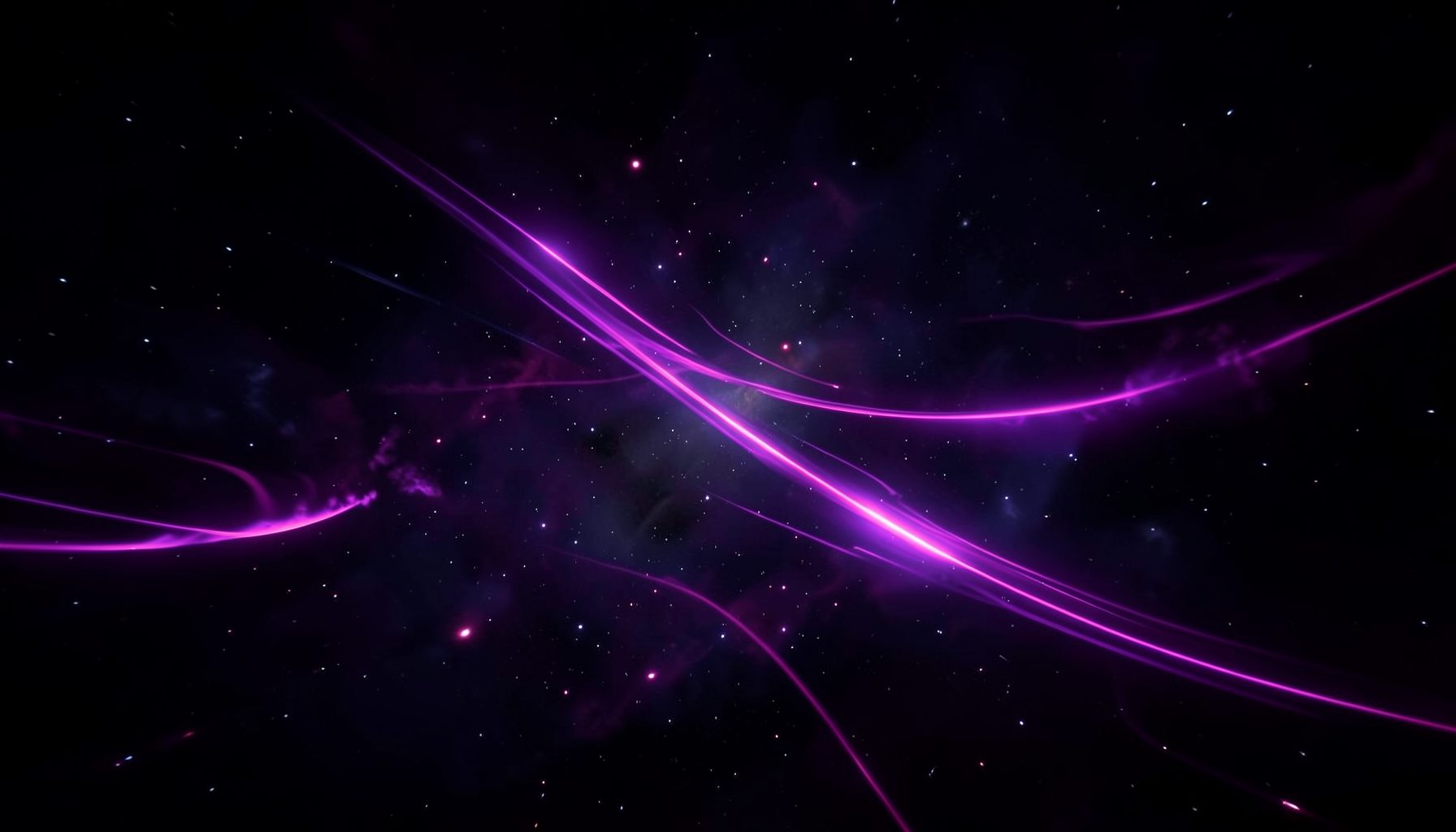 Dark cosmic backdrop with glowing purple and pink energy trails, dramatic gaming mood