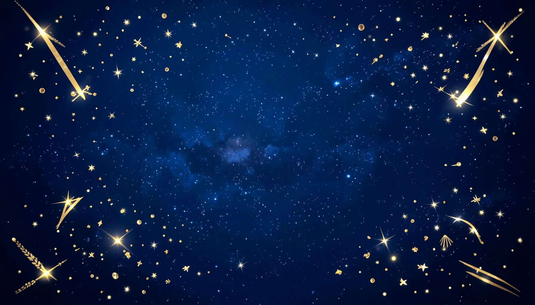 Deep blue cosmic backdrop with golden anniversary motifs, celebratory and grand mood